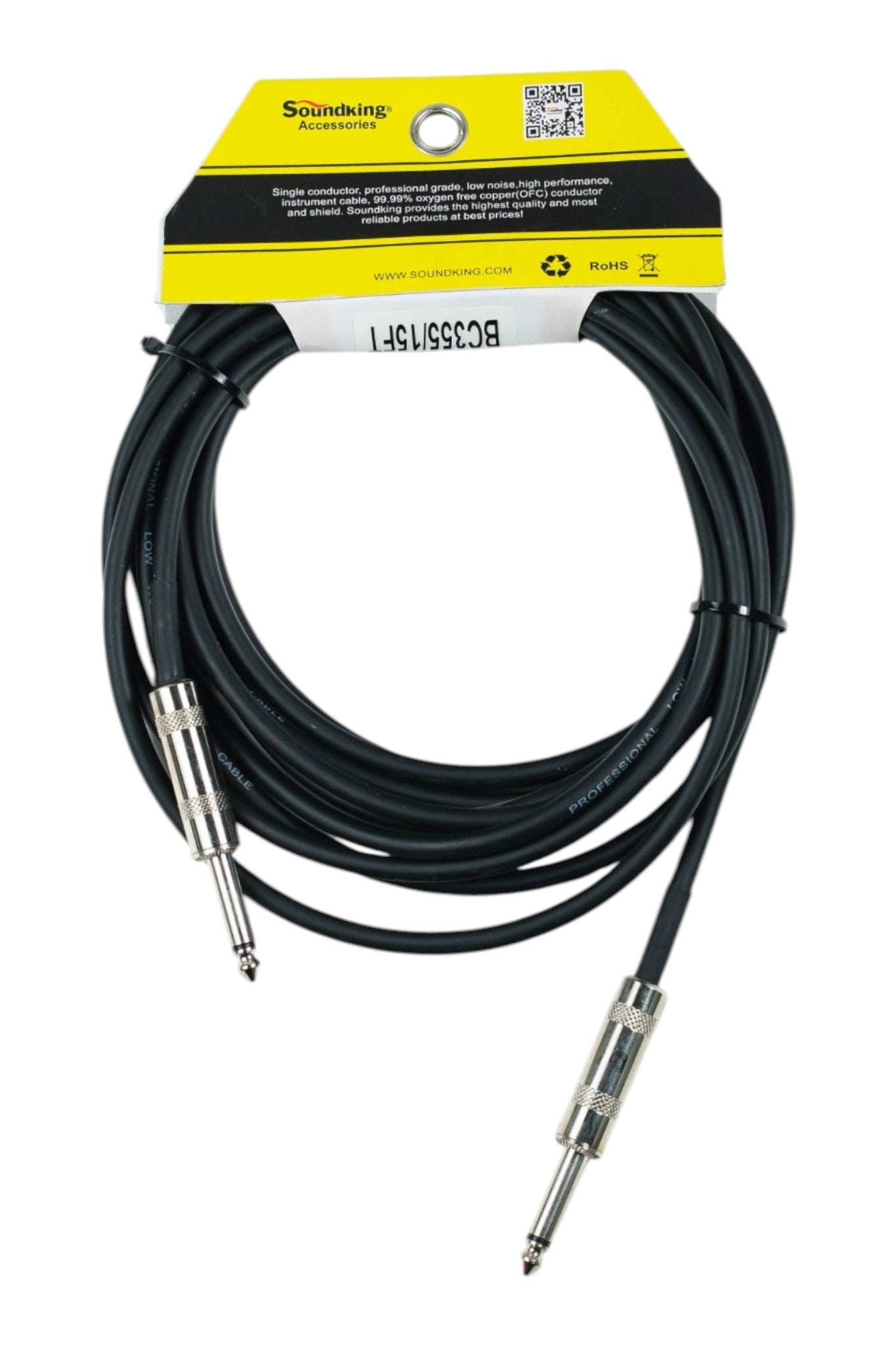 SOUNDKING | CABLE PARA INSTRUMENTO FLEXIBLE PLUG METALICO DE 6 MTS. COLOR NEGRO