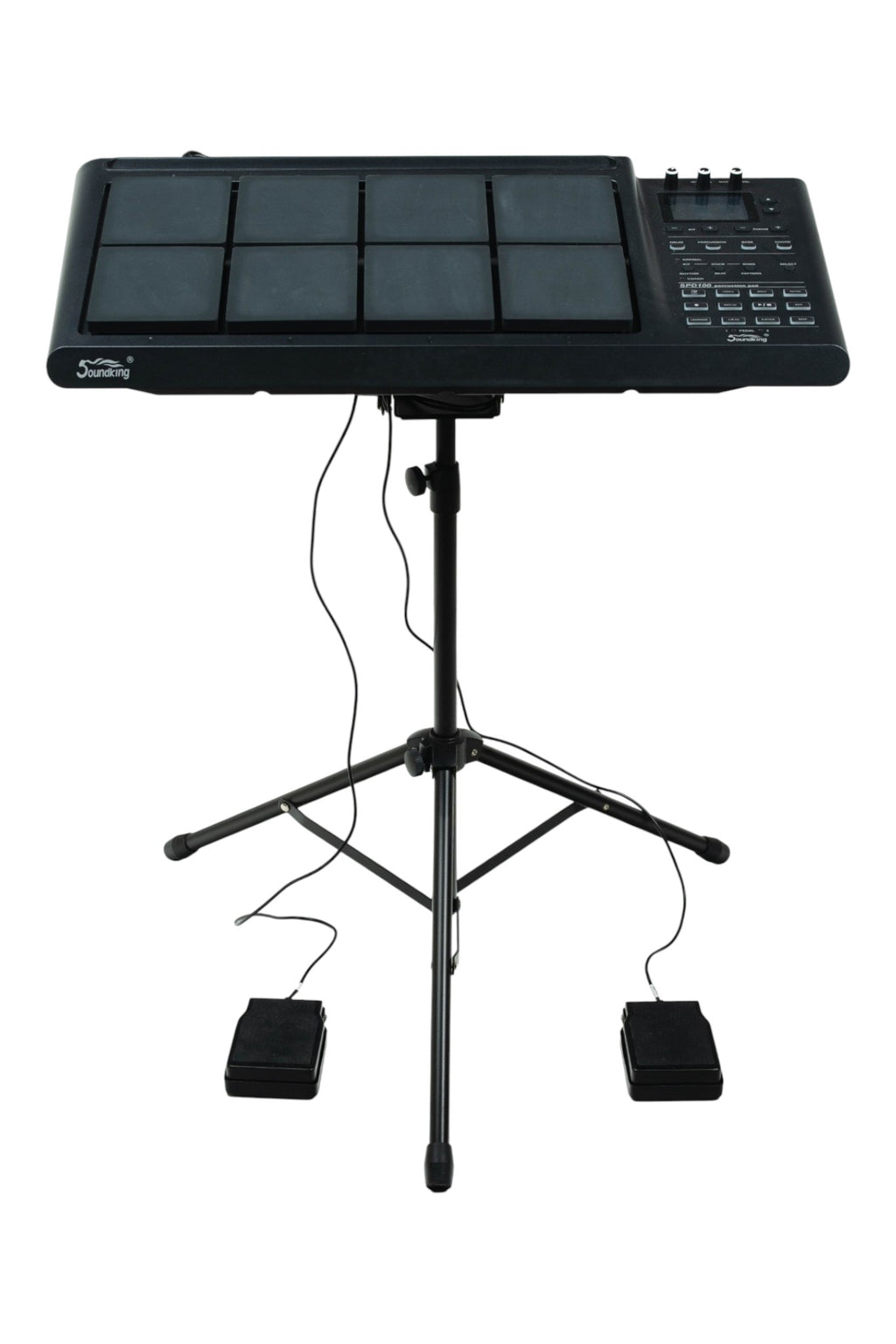 SOUNDKING | PAD DE PERCUSIÓN CON PANTALLA TFT LCD DE 2.8". INCLUYE FUNDA PROTECTORA, BASE ESTABLE Y DOS PEDALES (HH-CTRL Y KICK).